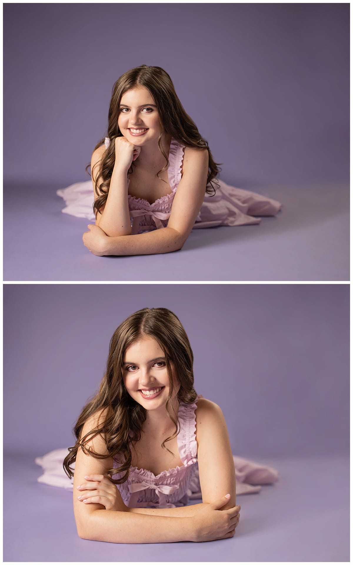 young woman is pretty in purple for Studio + Creekside Sunset Session