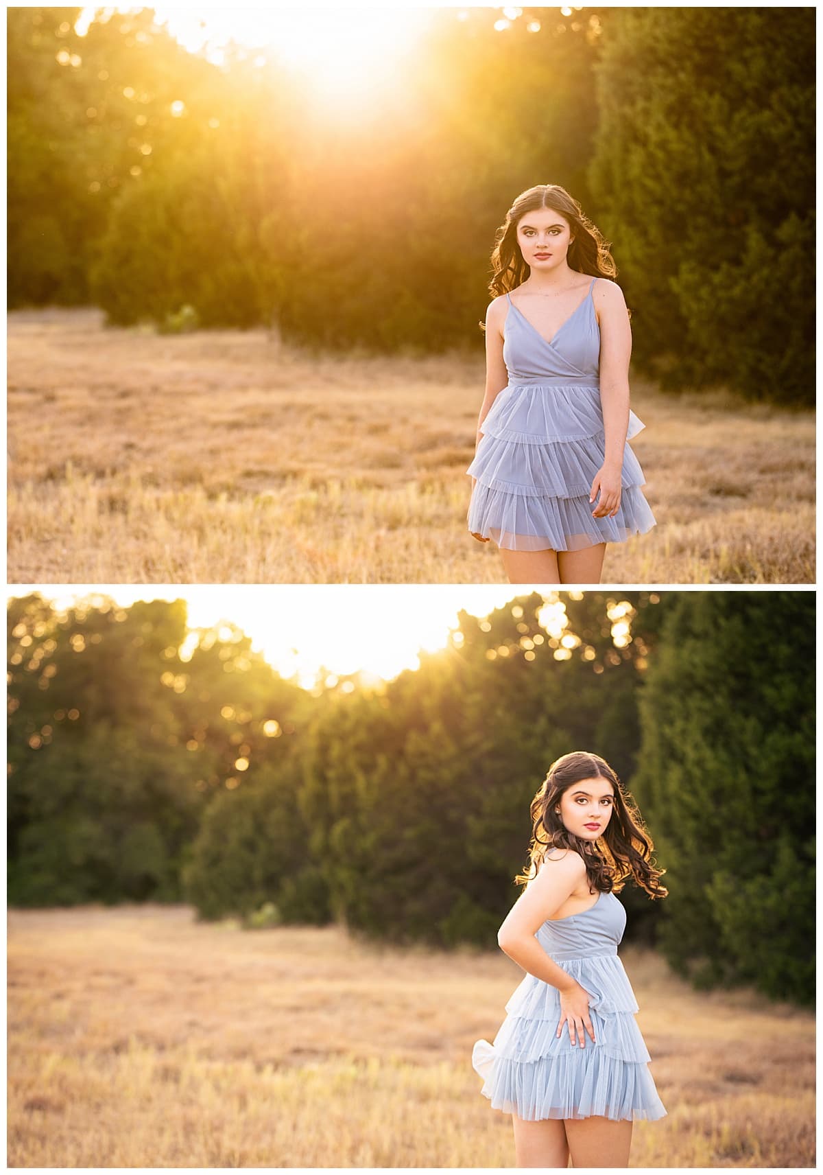 student dances in field for Studio + Creekside Sunset Session